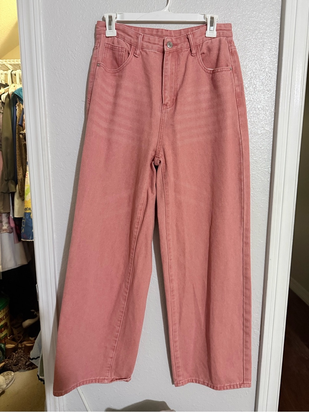 SHEIN Dusty Rose High-Rise Wide Leg Jeans